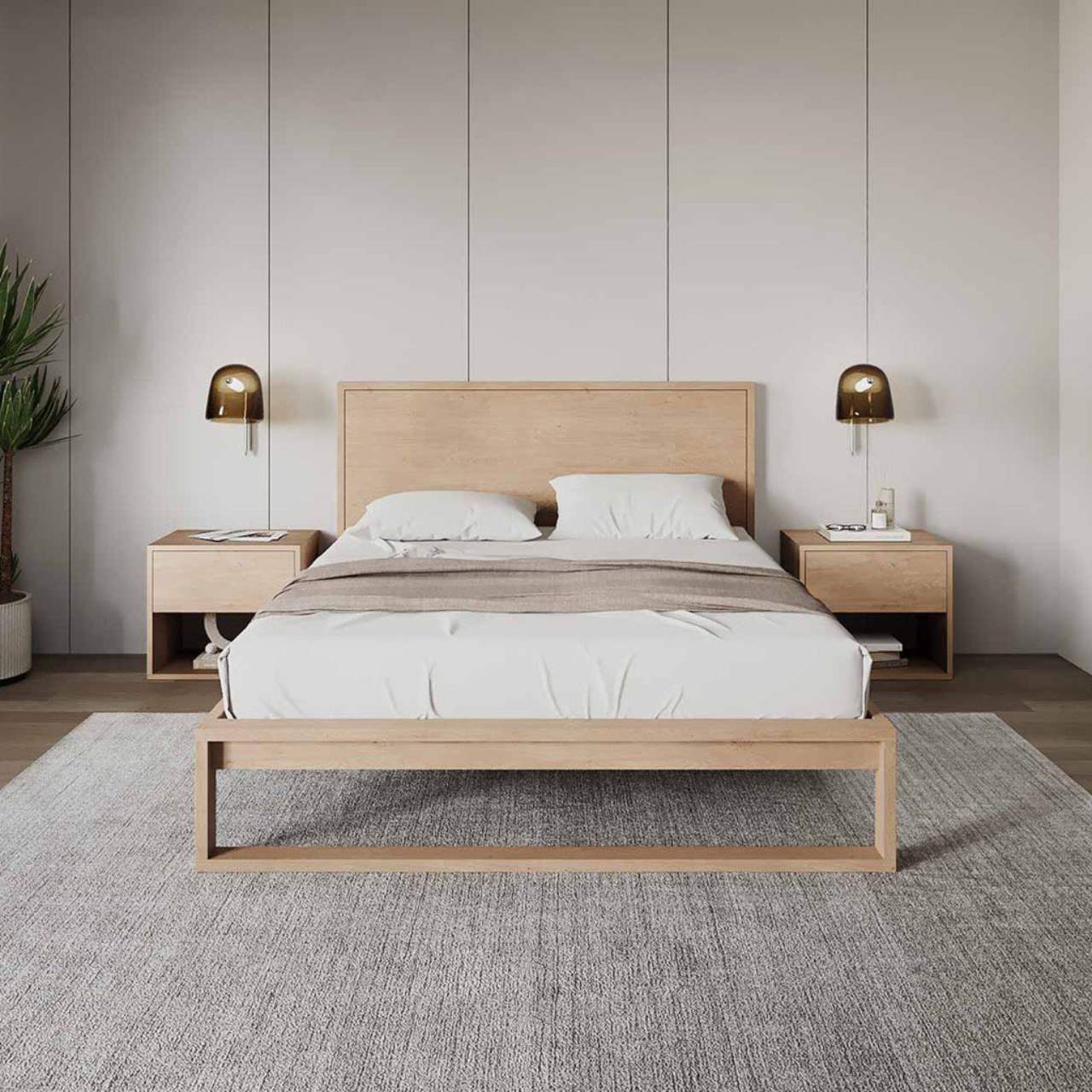 Стильне дерев'яне двоспальне ліжко Miodo