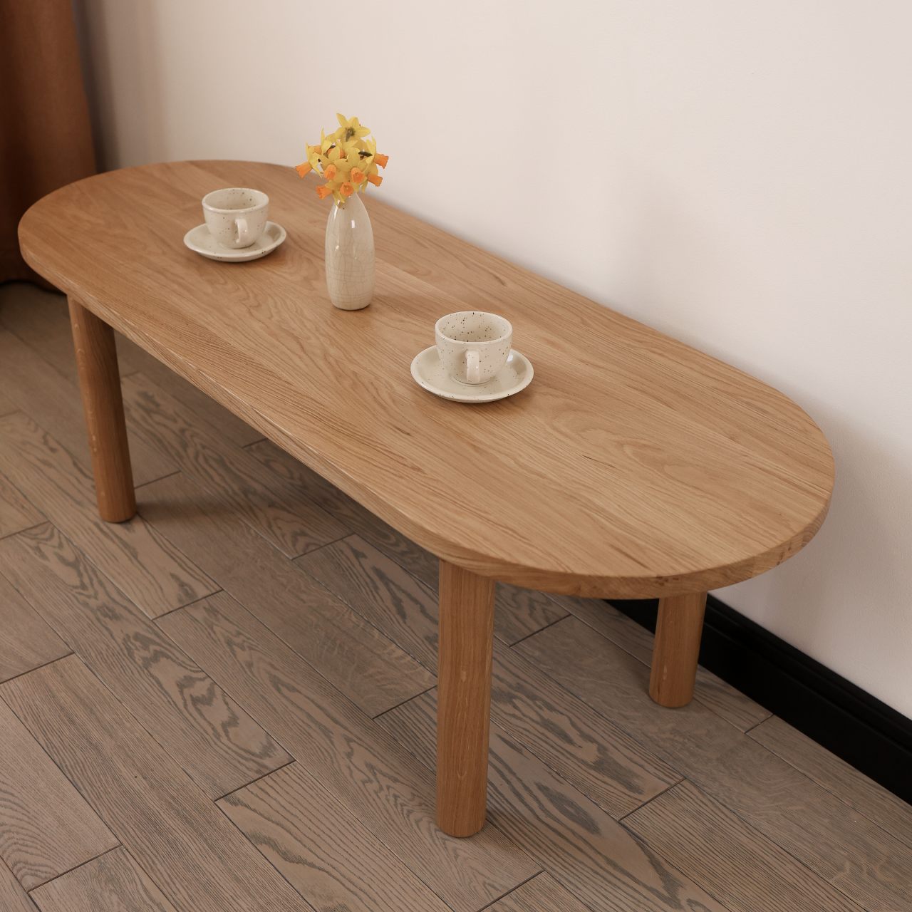 Дизайнерський кавовий стіл Oval Oak з натурального дерева