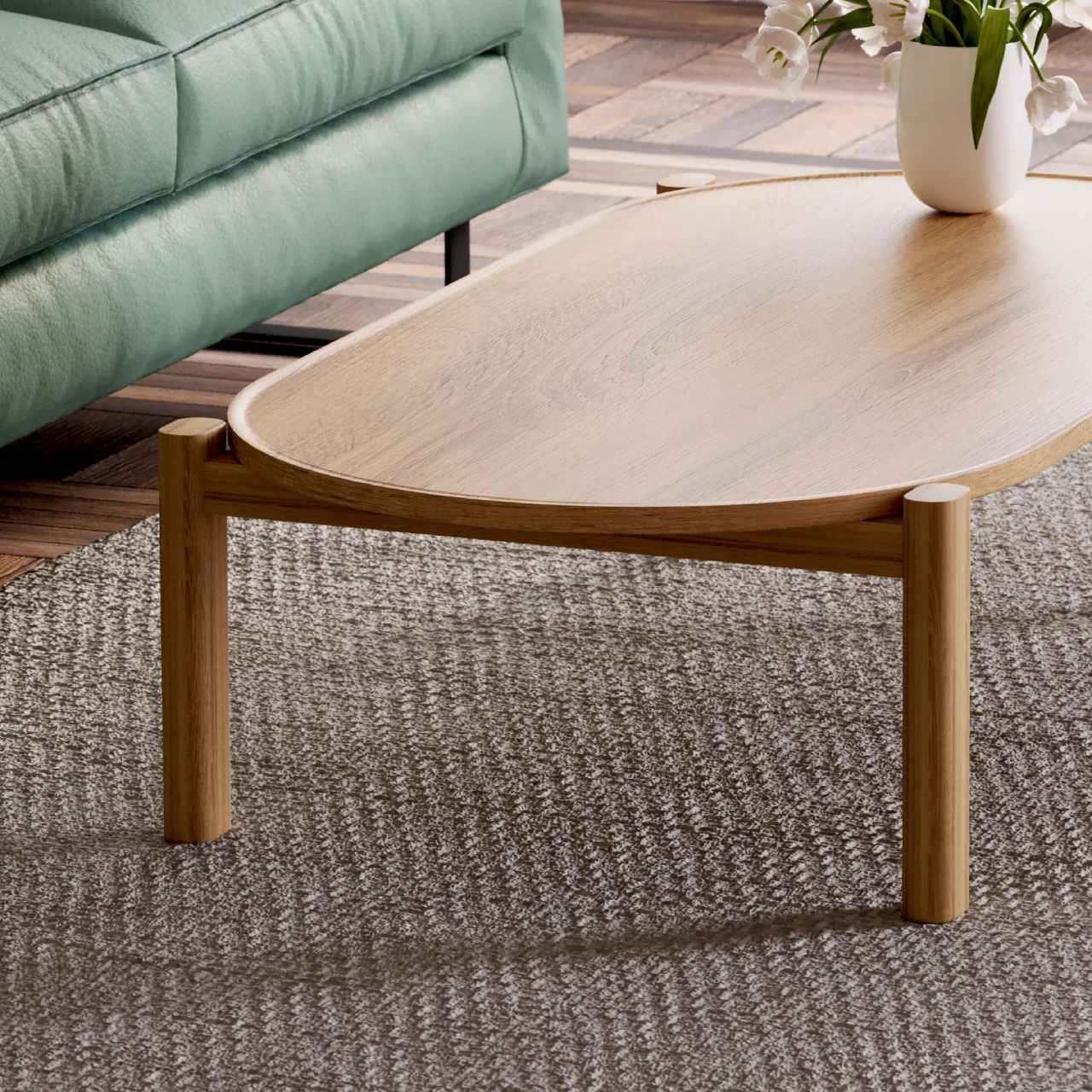 Дизайнерський овальний журнальний стіл The Sebastian із масиву дуба