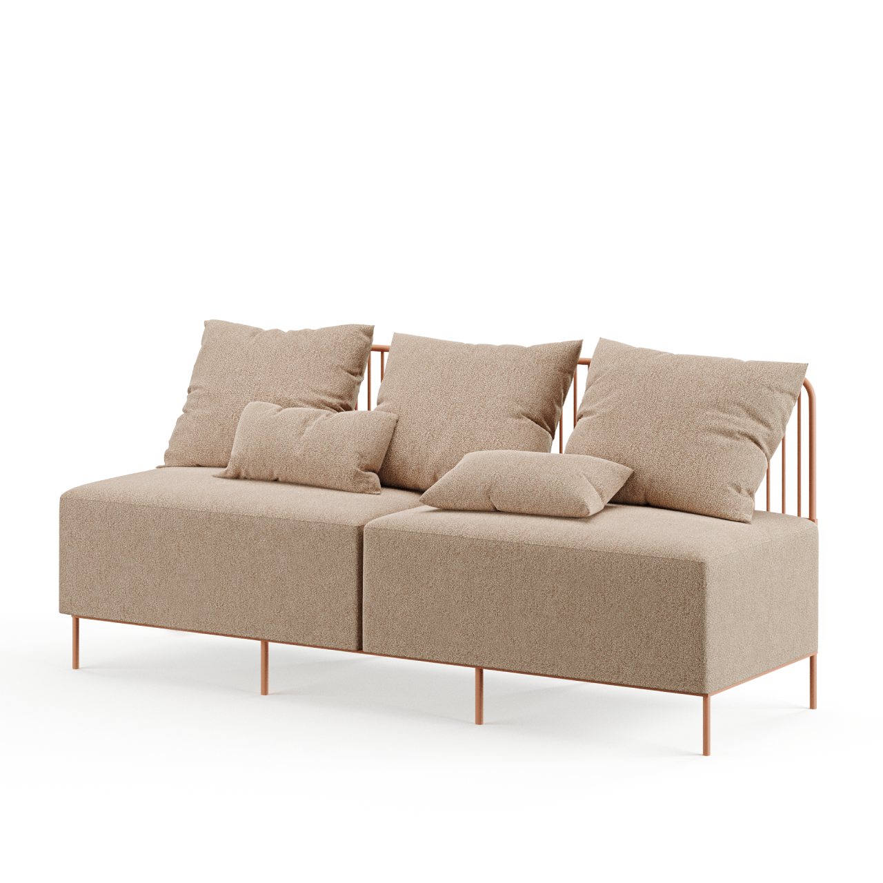 Диван дизайнерський сучасний Combo Sofa 2 зі стильною металевою спинкою