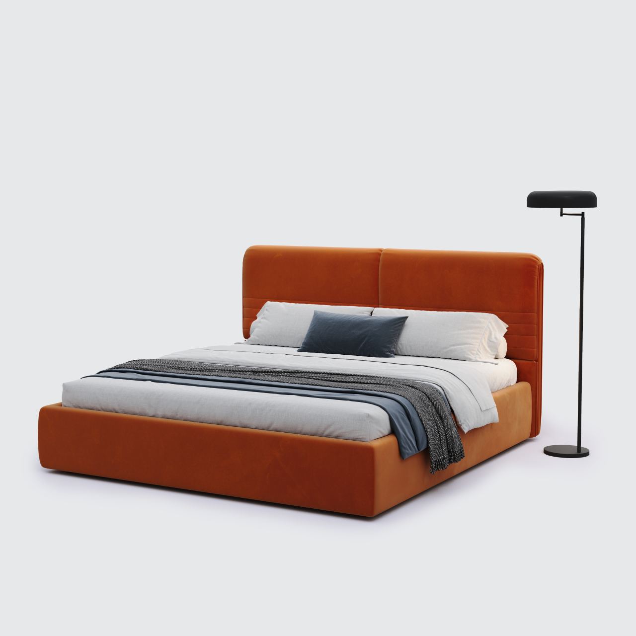 Стильне м'яке двоспальне ліжко Catania II
