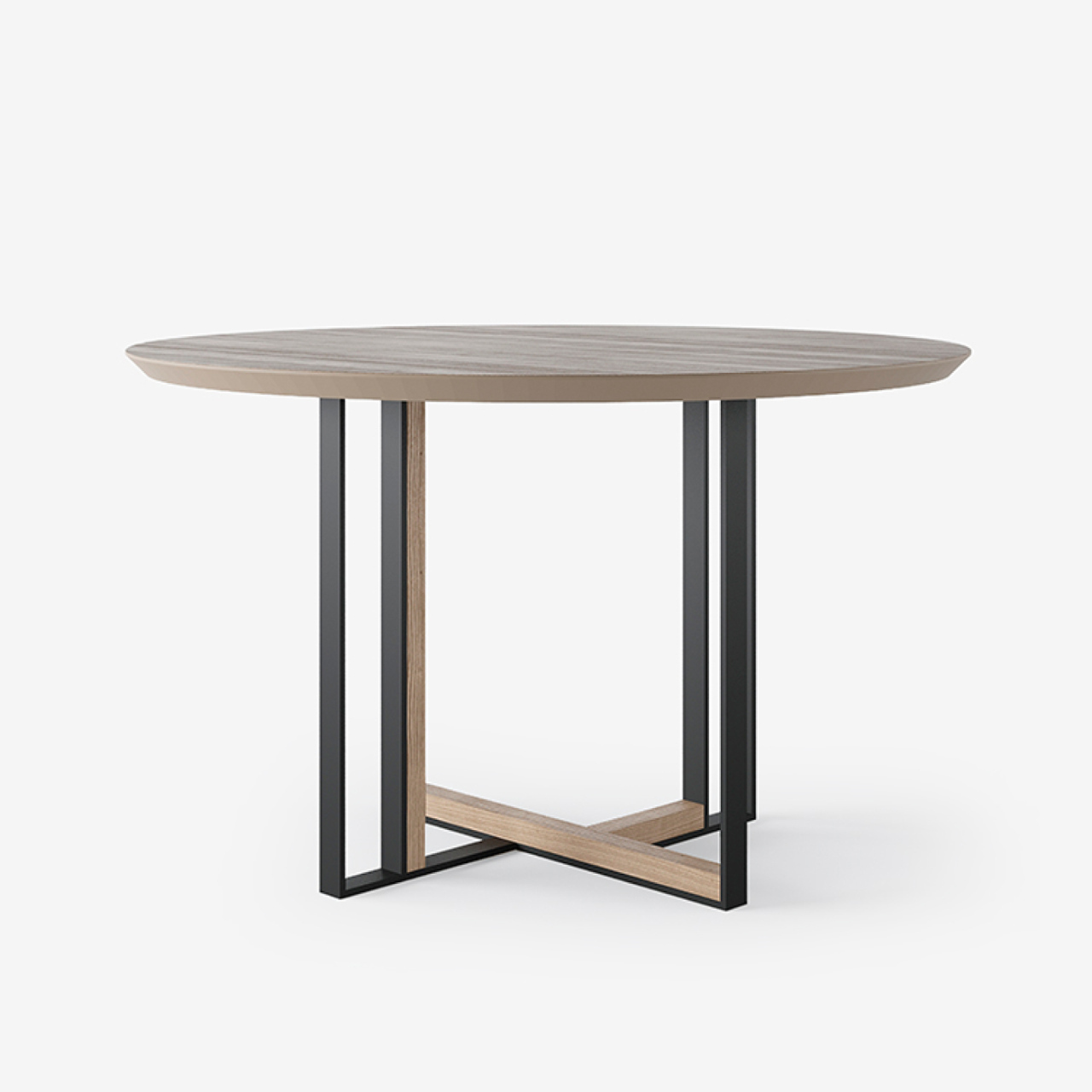 Дизайнерський обідній стіл INK ROUND WOOD із сталевими опорами