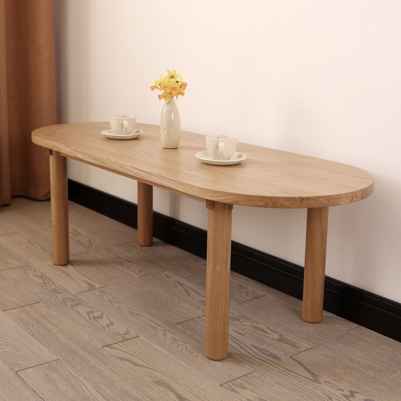 Дизайнерський кавовий стіл Oval Oak з натурального дерева