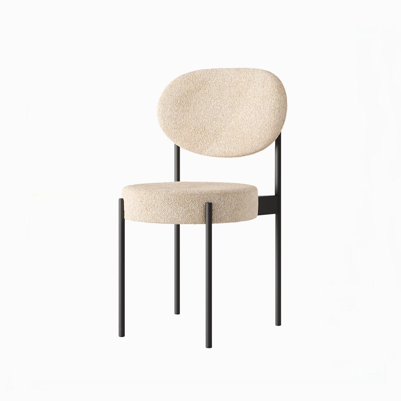 Стілець з круглим м'яким сидінням Stool 4 на чорних металевих ніжках