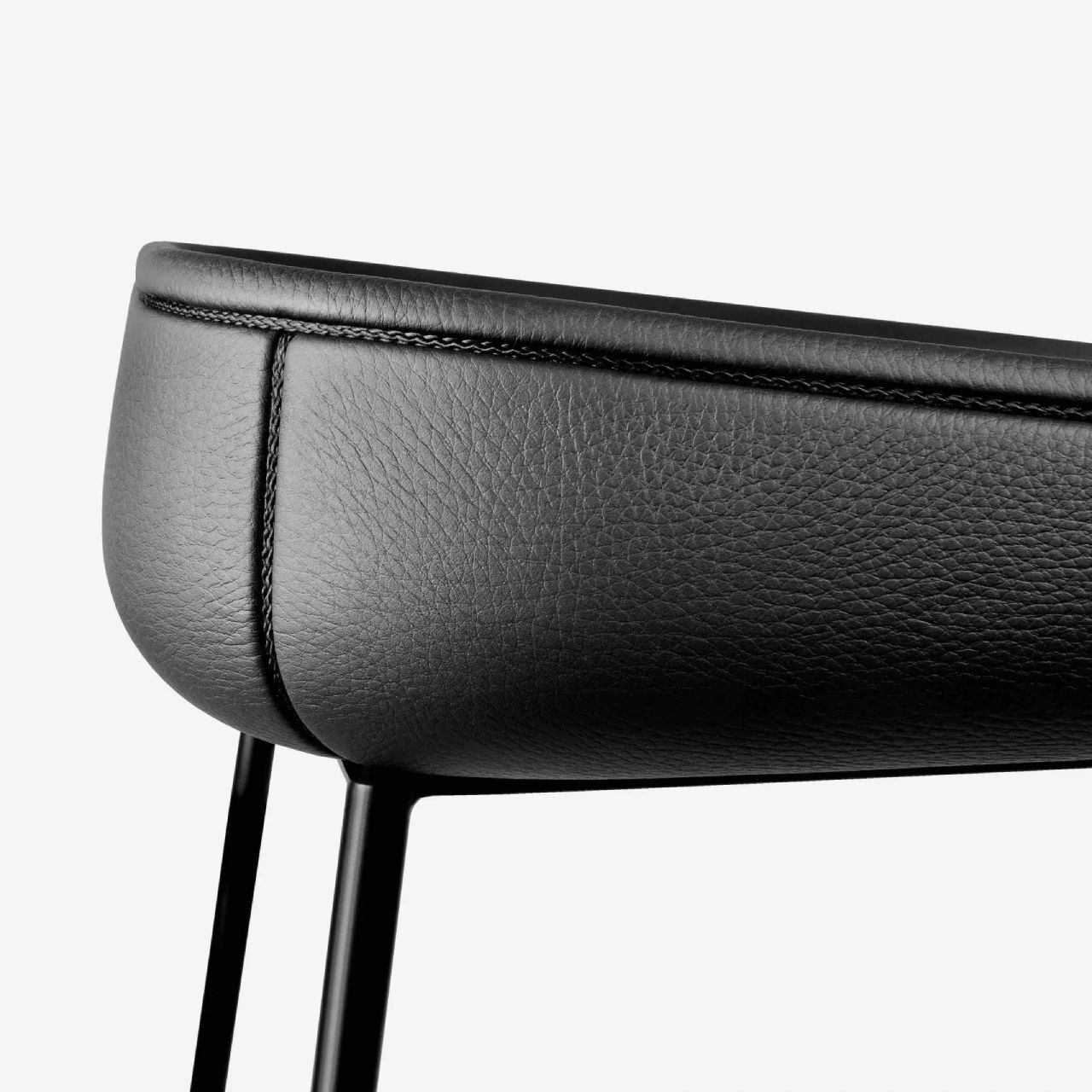 Барний стілець на металевих ніжках WAVE LEATHER BAR зі шкіряним сидінням
