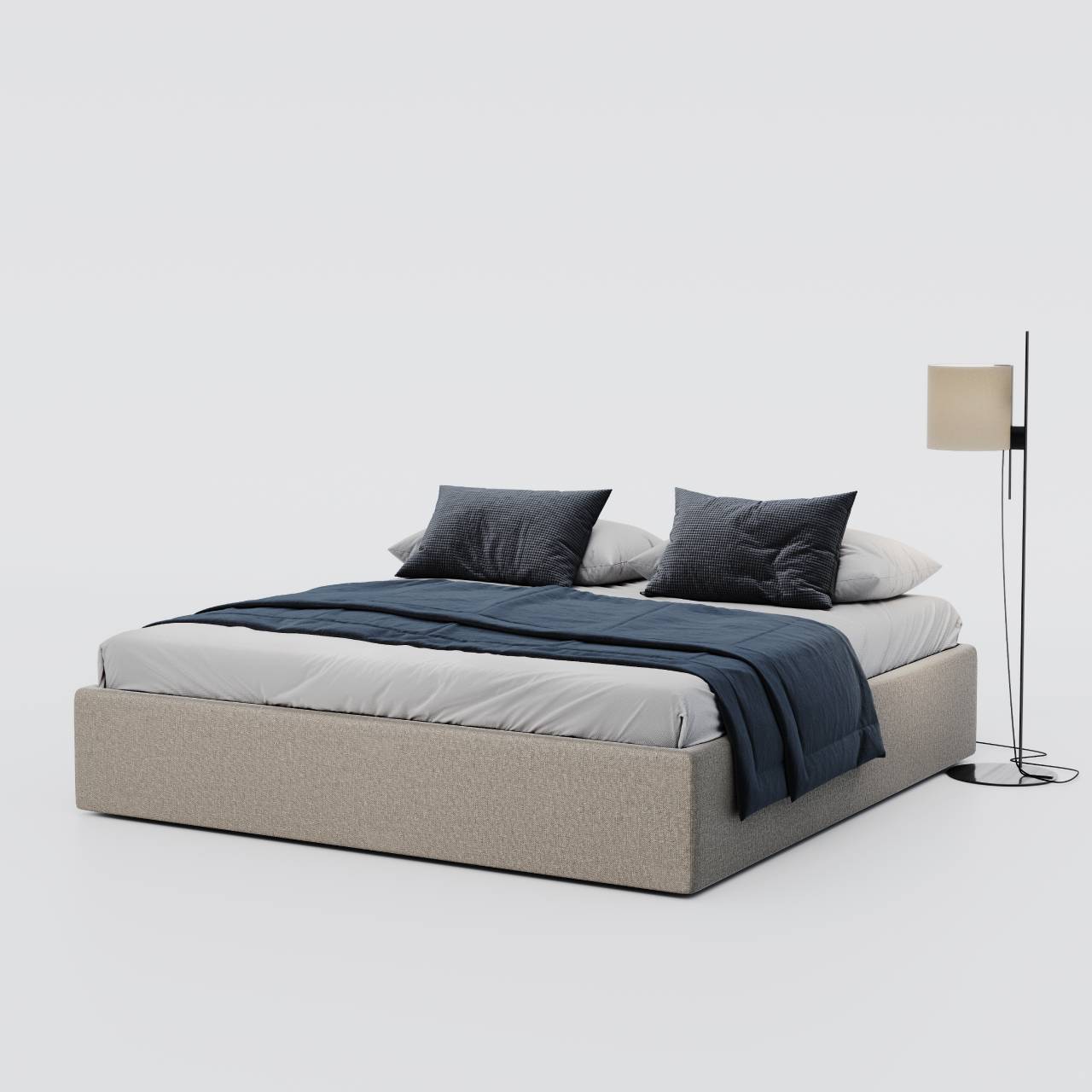Стильне м'яке двоспальне ліжко Napoli