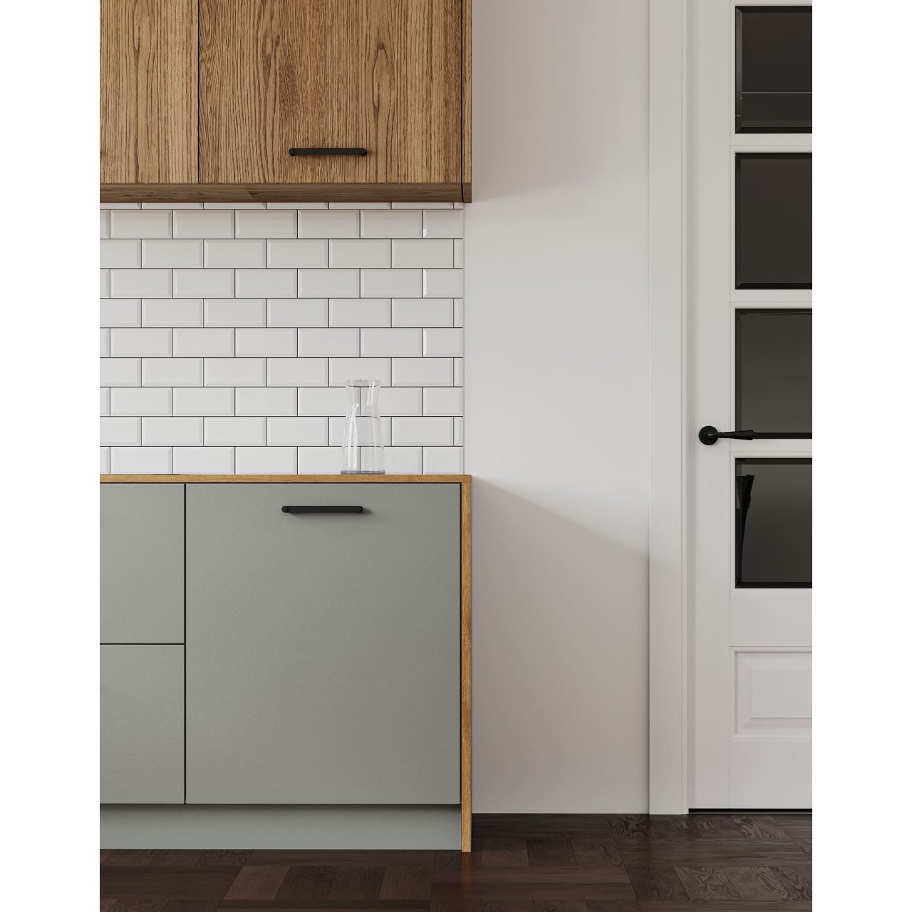 Мінімалістична кухня Basic, фасад Linoleum та Wood